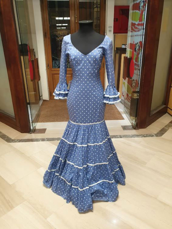Robes de Flamenca Économiques Outlet. Mod. Fresia Azul. Taille 40